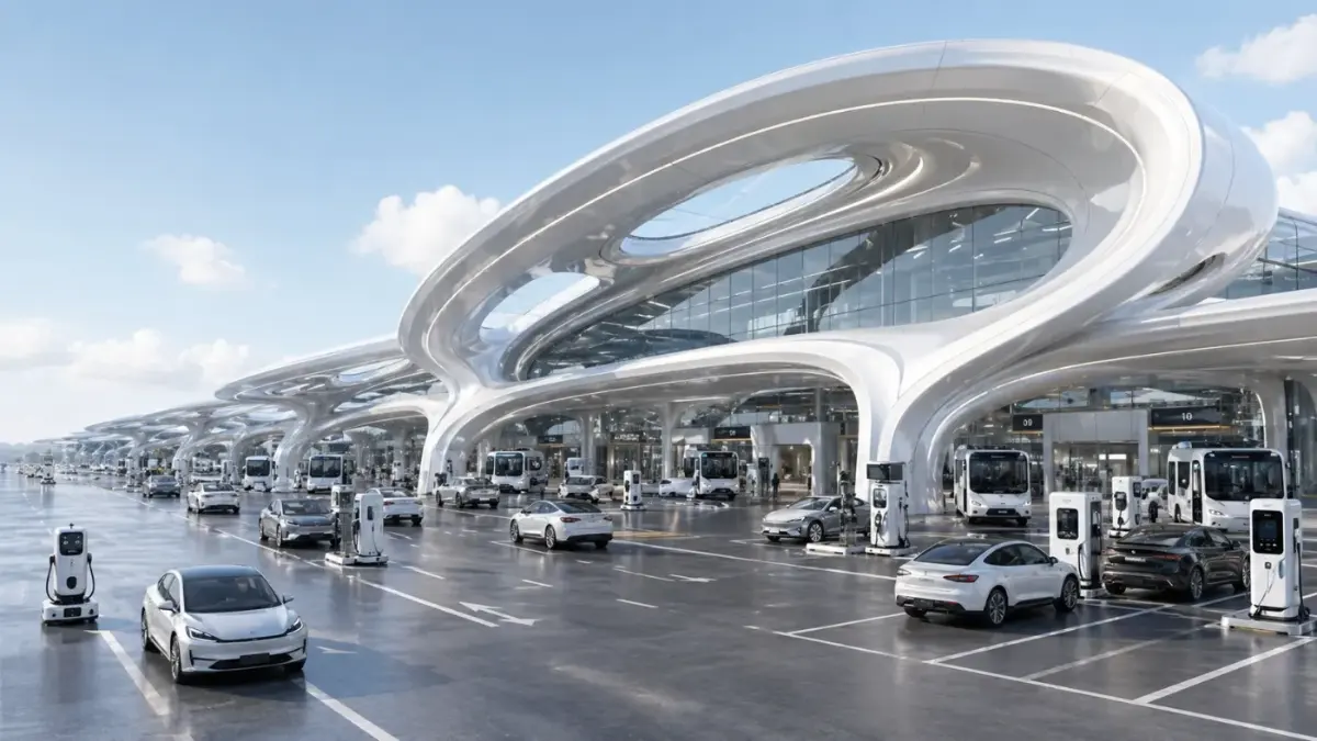 An Autzu autonomous mobility hub at scale — infrastructure as the picks-and-shovels layer of autonomous mobility.